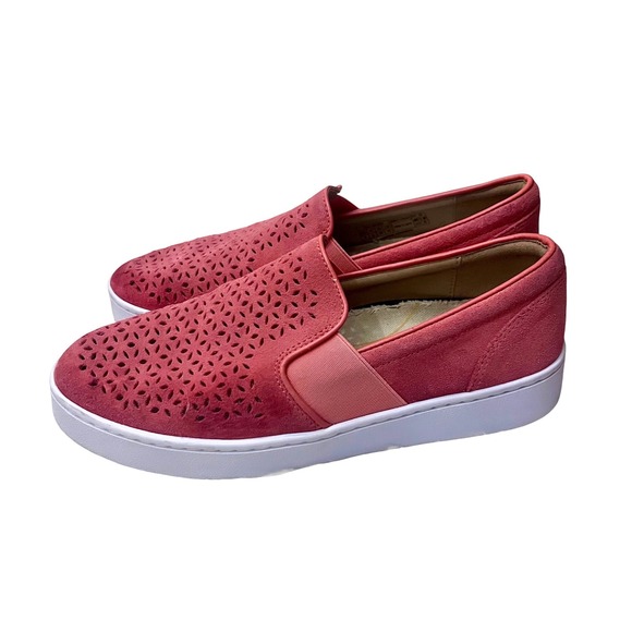 Vionic Shoes - Vionic Beach Kani Coral‎ Pink Suede Laser Cut Slip On Comfort Sneakers Womens 8